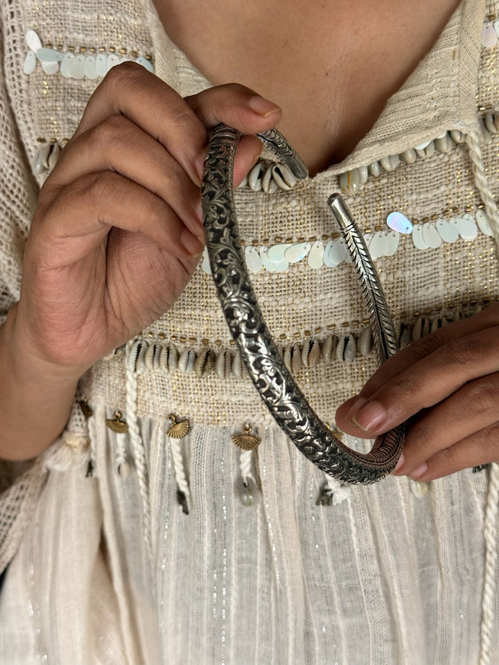 Tribal 925 Silver Hasli Necklace | SHIVKA Boho Jewelry