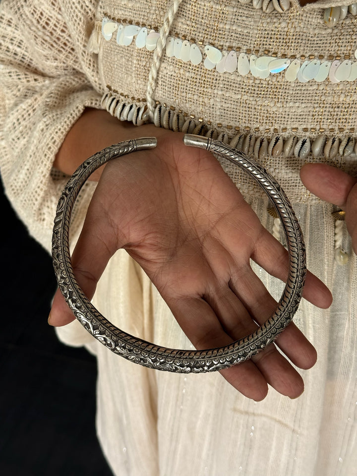 Tribal 925 Silver Hasli Necklace | SHIVKA Boho Jewelry