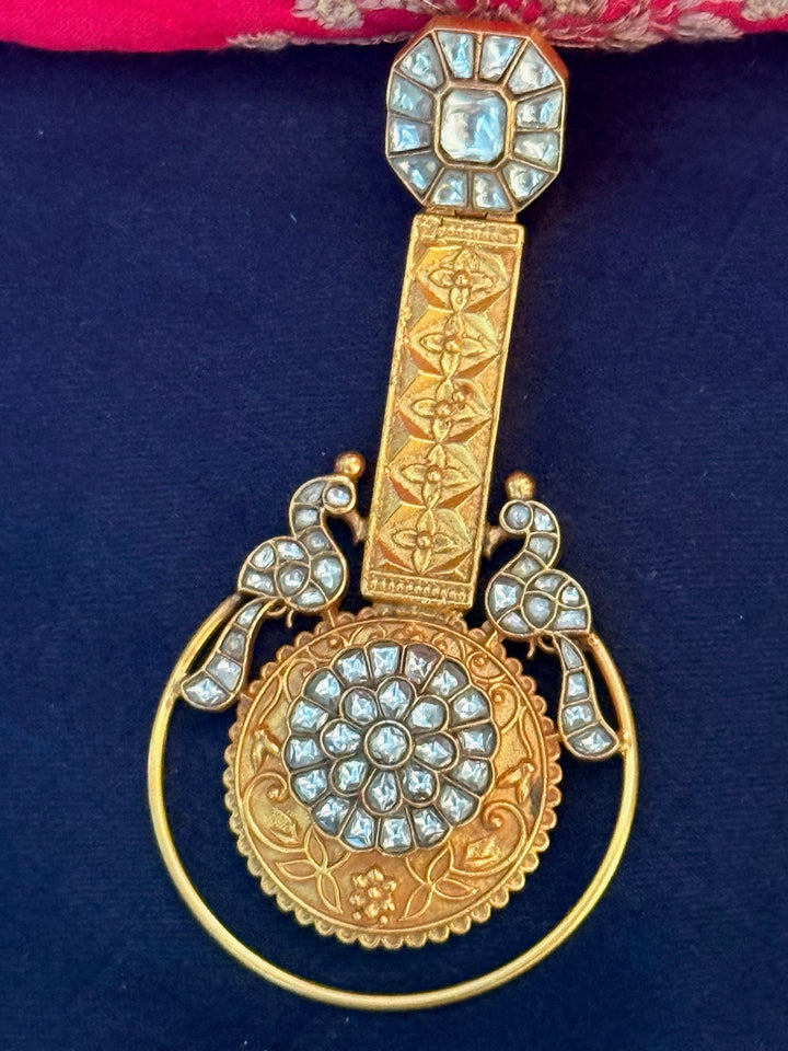 925 Silver Twin Peacock Kundan Earrings | SHIVKA