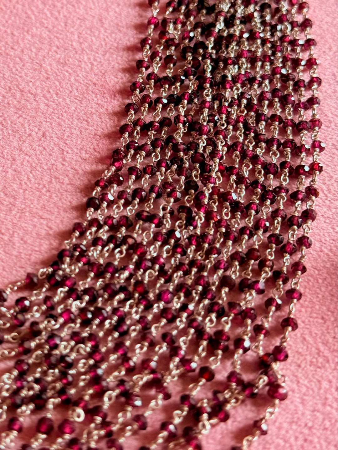 Handmade 925 Silver Red Garnet Beads Necklace Set | SHIVKA