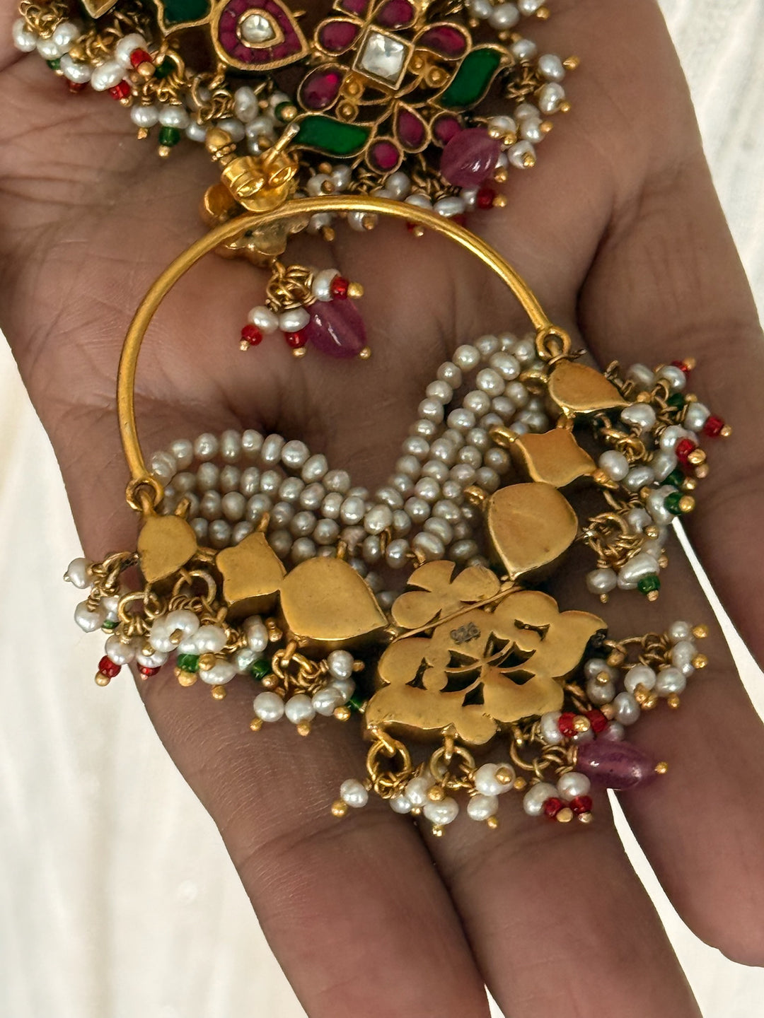 925 Silver Jadau Kundan Earrings | SHIVKA Bridal Earrings