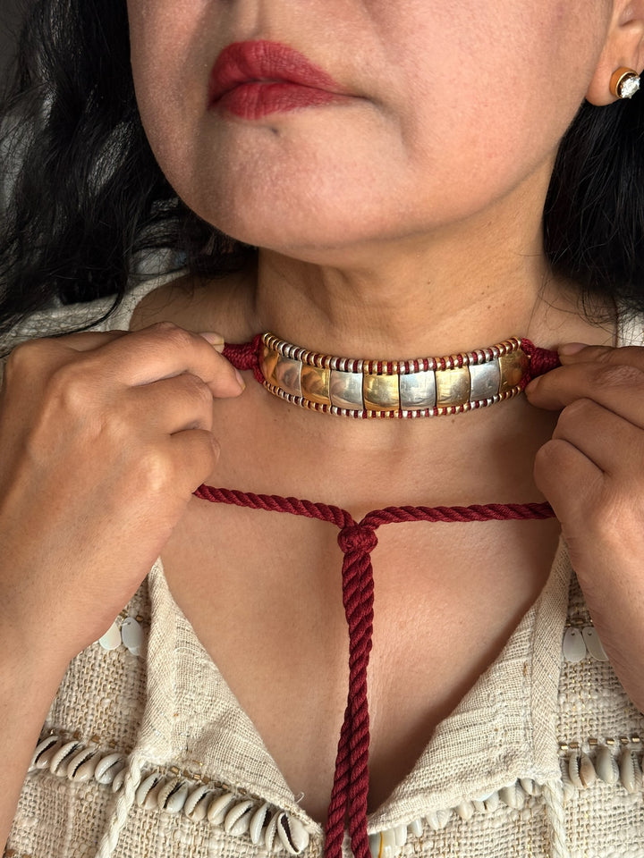 925 Silver Choker Necklace | Adjustable Dori | SHIVKA