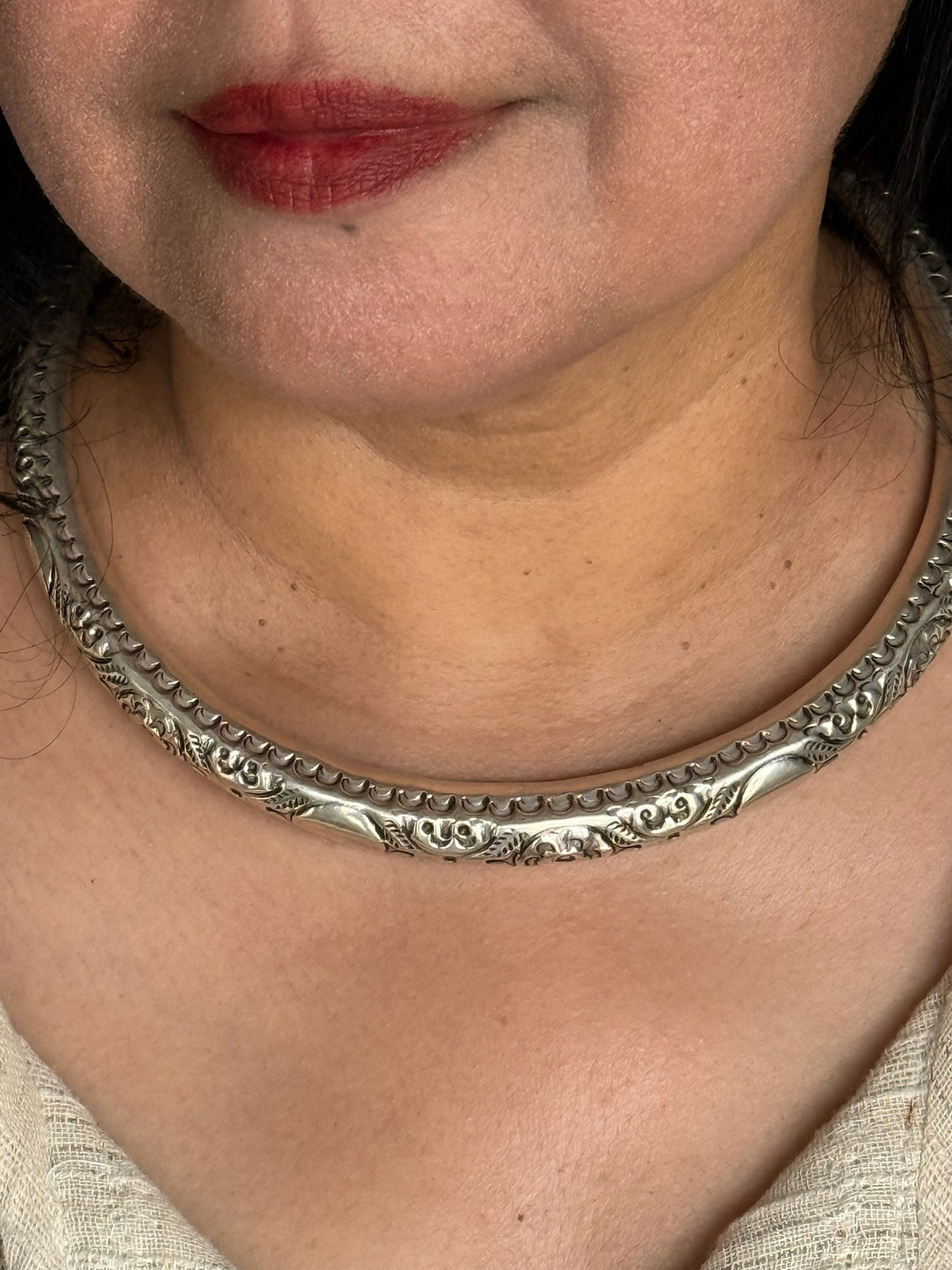 Tribal 925 Silver Hasli Necklace | SHIVKA Boho Jewelry
