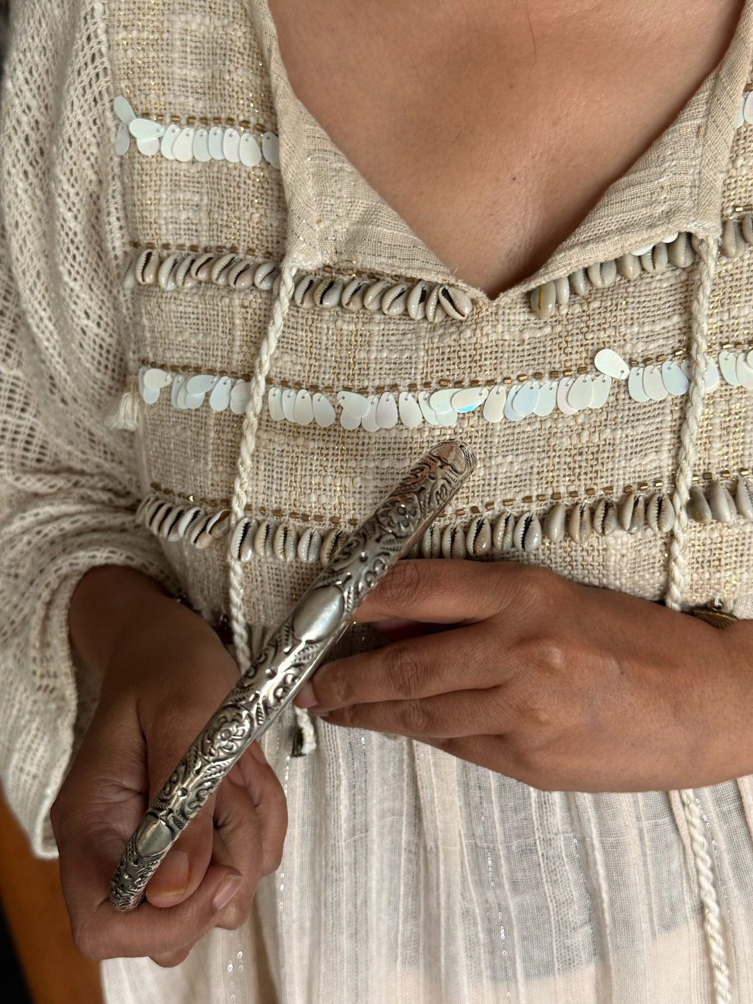 Tribal 925 Silver Hasli Necklace | SHIVKA Boho Jewelry