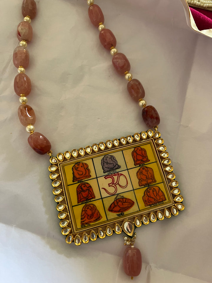 Hand painted Ganesha Pendant Necklace - Premium Quality Craftsmanship