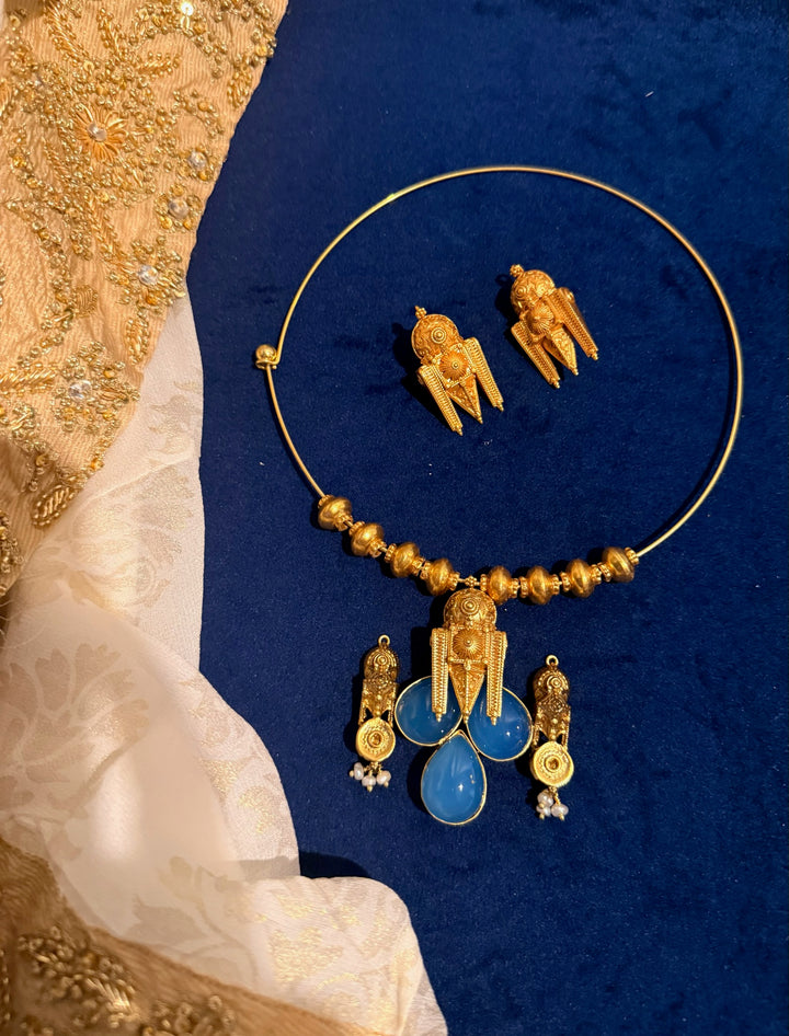 Handmade 925 Silver Chalcedony Hasli Necklace Set | SHIVKA