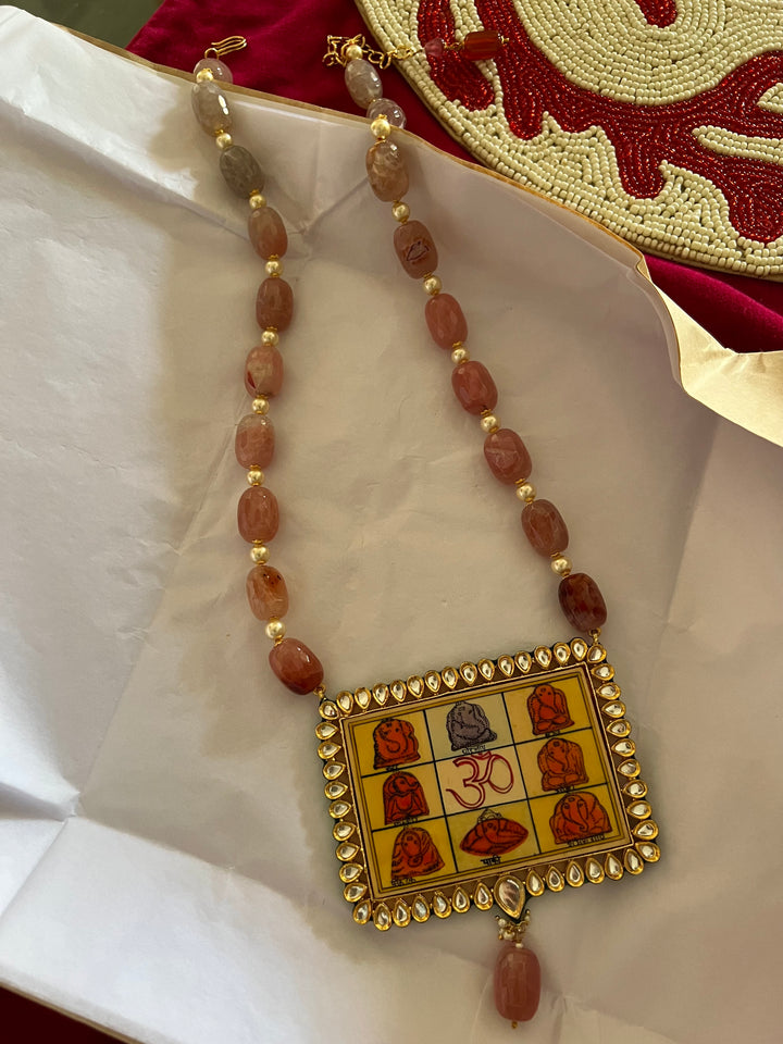 Hand painted Ganesha Pendant Necklace - Premium Quality Craftsmanship