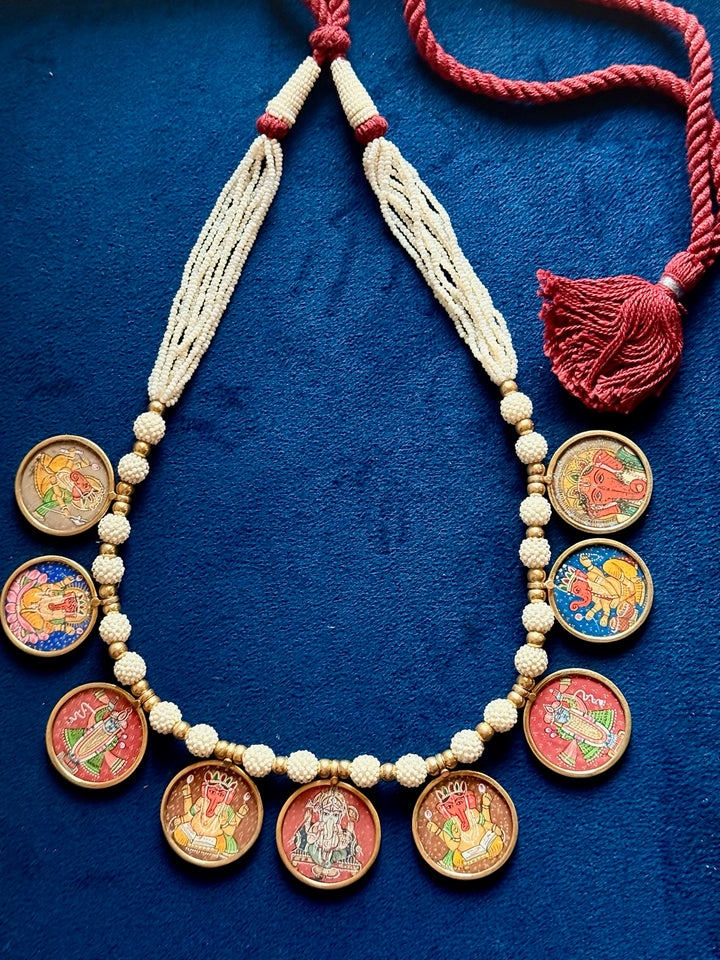 Handmade 925 Silver Ganesha Balaji Pearl Necklace | SHIVKA