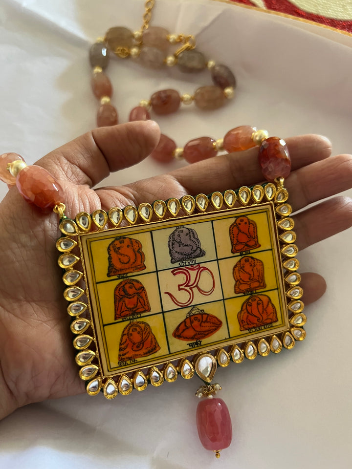 Hand painted Ganesha Pendant Necklace - Premium Quality Craftsmanship