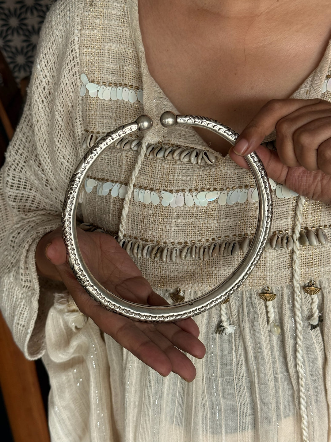 Tribal 925 Silver Hasli Necklace | SHIVKA Boho Jewelry