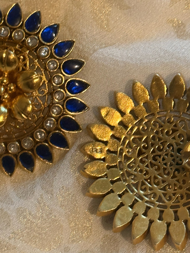 Handmade 925 Silver Navy Blue Stone Earrings | SHIVKA