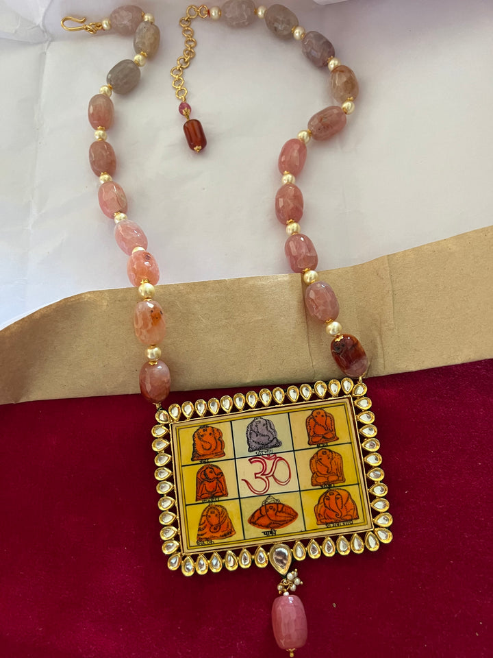 Hand painted Ganesha Pendant Necklace - Premium Quality Craftsmanship