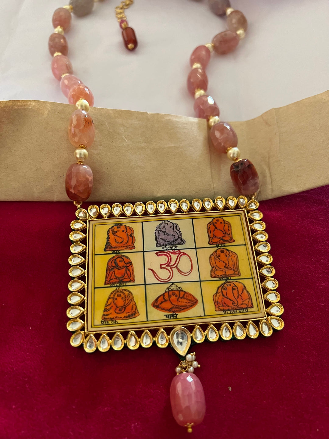 Hand painted Ganesha Pendant Necklace - Premium Quality Craftsmanship