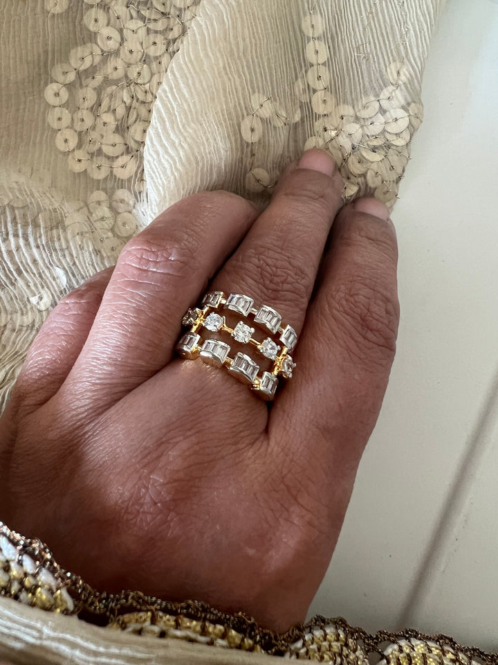 Exclusive Silver Ring with Faux Diamonds – Perfect for Weddings & Festivals