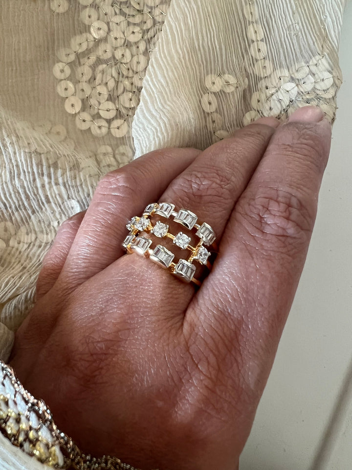 Exclusive Silver Ring with Faux Diamonds – Perfect for Weddings & Festivals