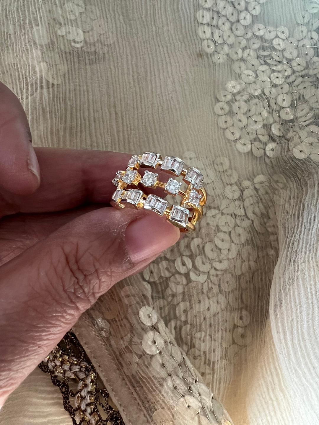 Exclusive Silver Ring with Faux Diamonds – Perfect for Weddings & Festivals