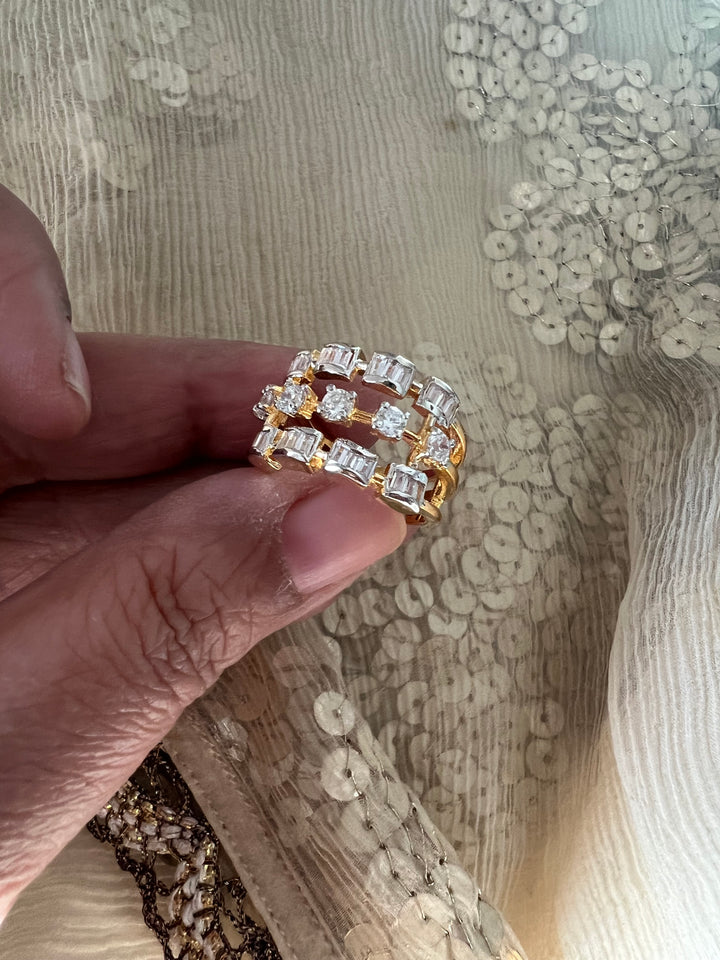 Exclusive Silver Ring with Faux Diamonds – Perfect for Weddings & Festivals