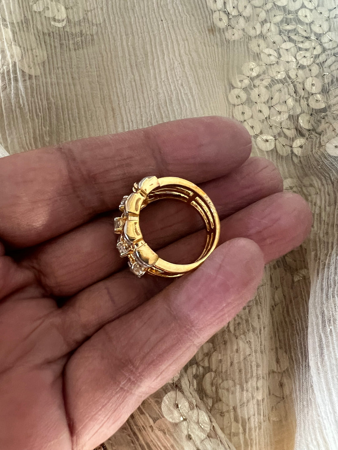 Exclusive Silver Ring with Faux Diamonds – Perfect for Weddings & Festivals