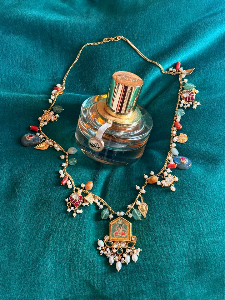 Handmade 925 Silver Balaji Multi Gemstone Necklace | SHIVKA