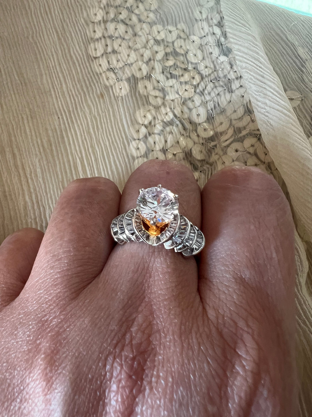 Exclusive Silver Ring with Faux Diamonds – Perfect for Weddings & Festivals