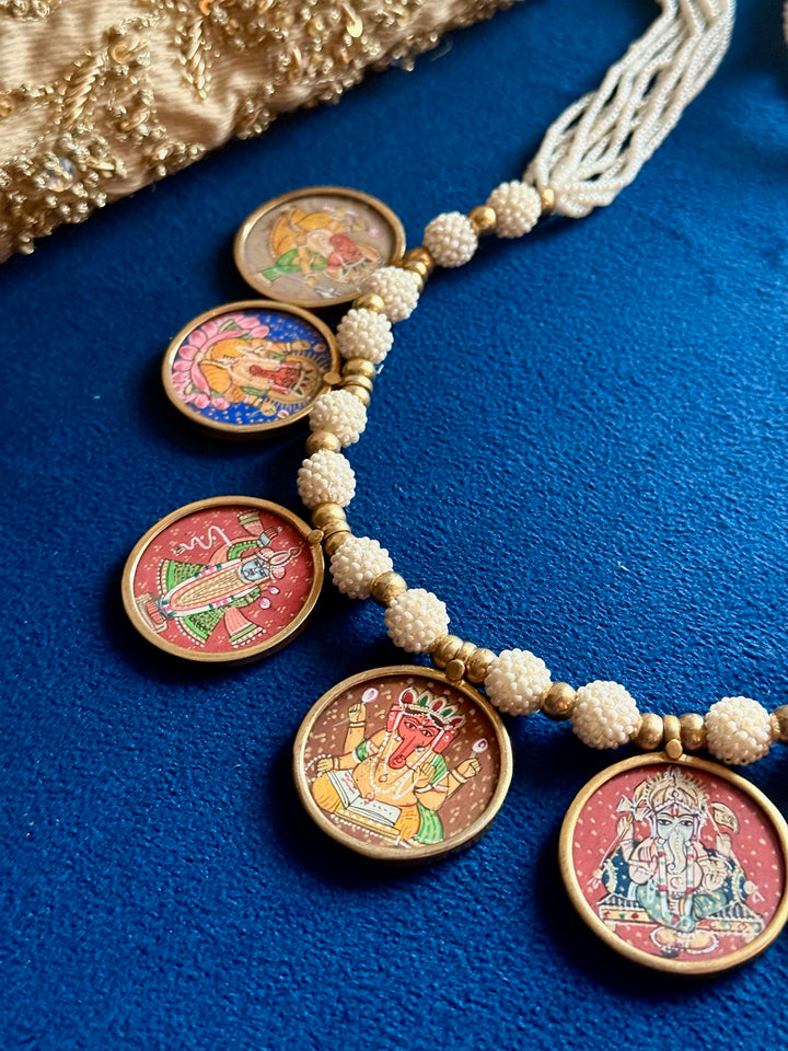 Handmade 925 Silver Ganesha Balaji Pearl Necklace | SHIVKA