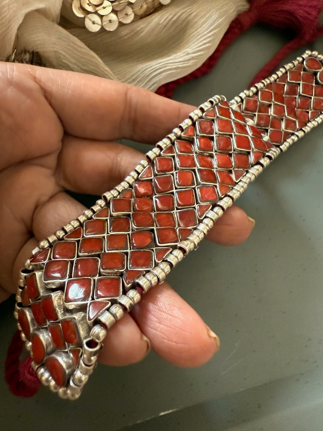 Vintage 925 Silver Coral Choker Set – SHIVKA