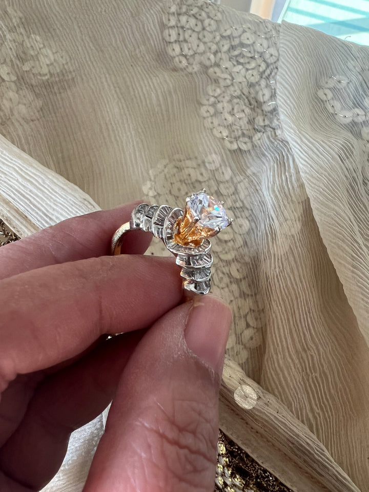 Exclusive Silver Ring with Faux Diamonds – Perfect for Weddings & Festivals