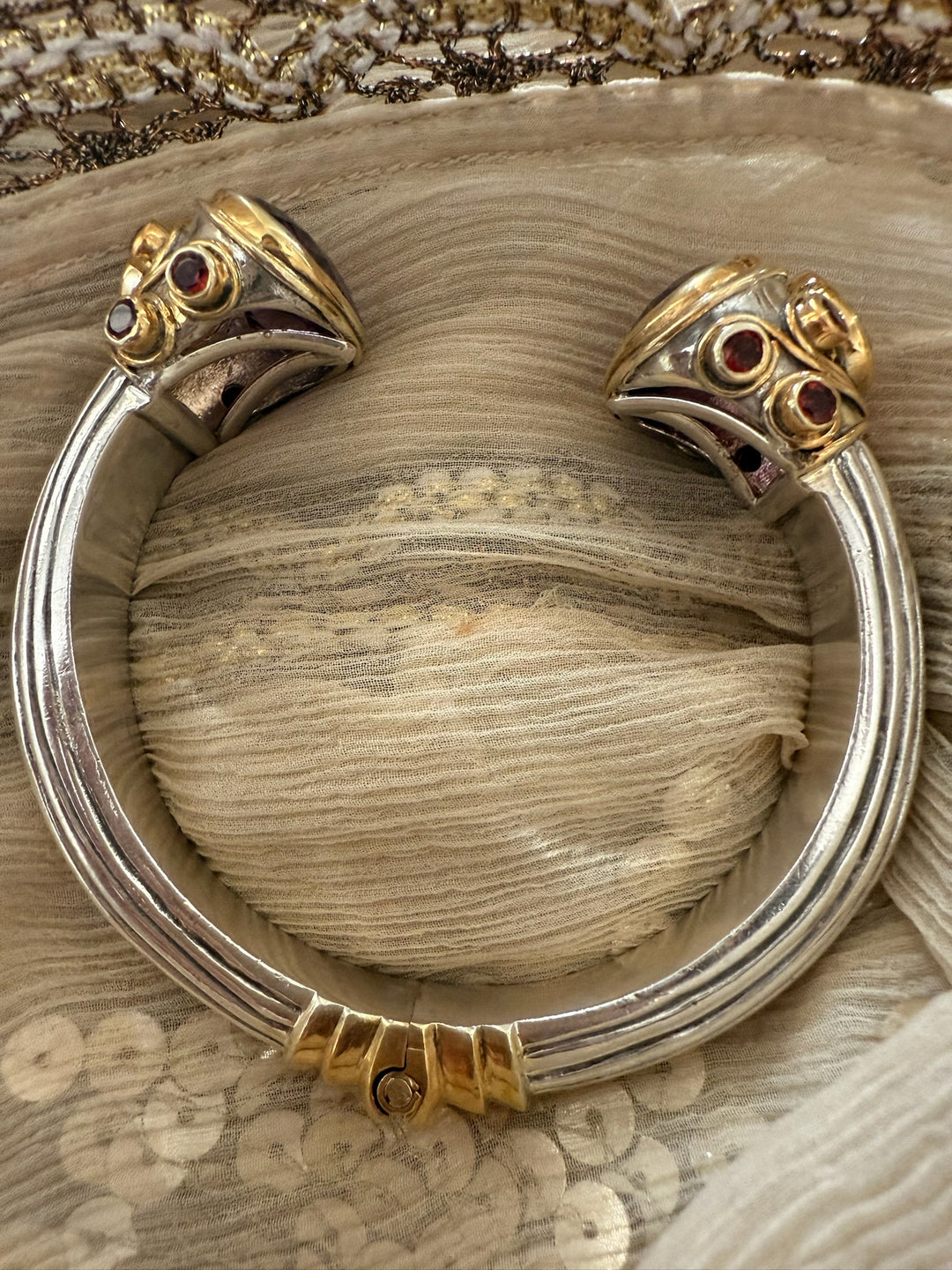 Statement Amethyst & Citrine 925 Silver Kada – SHIVKA