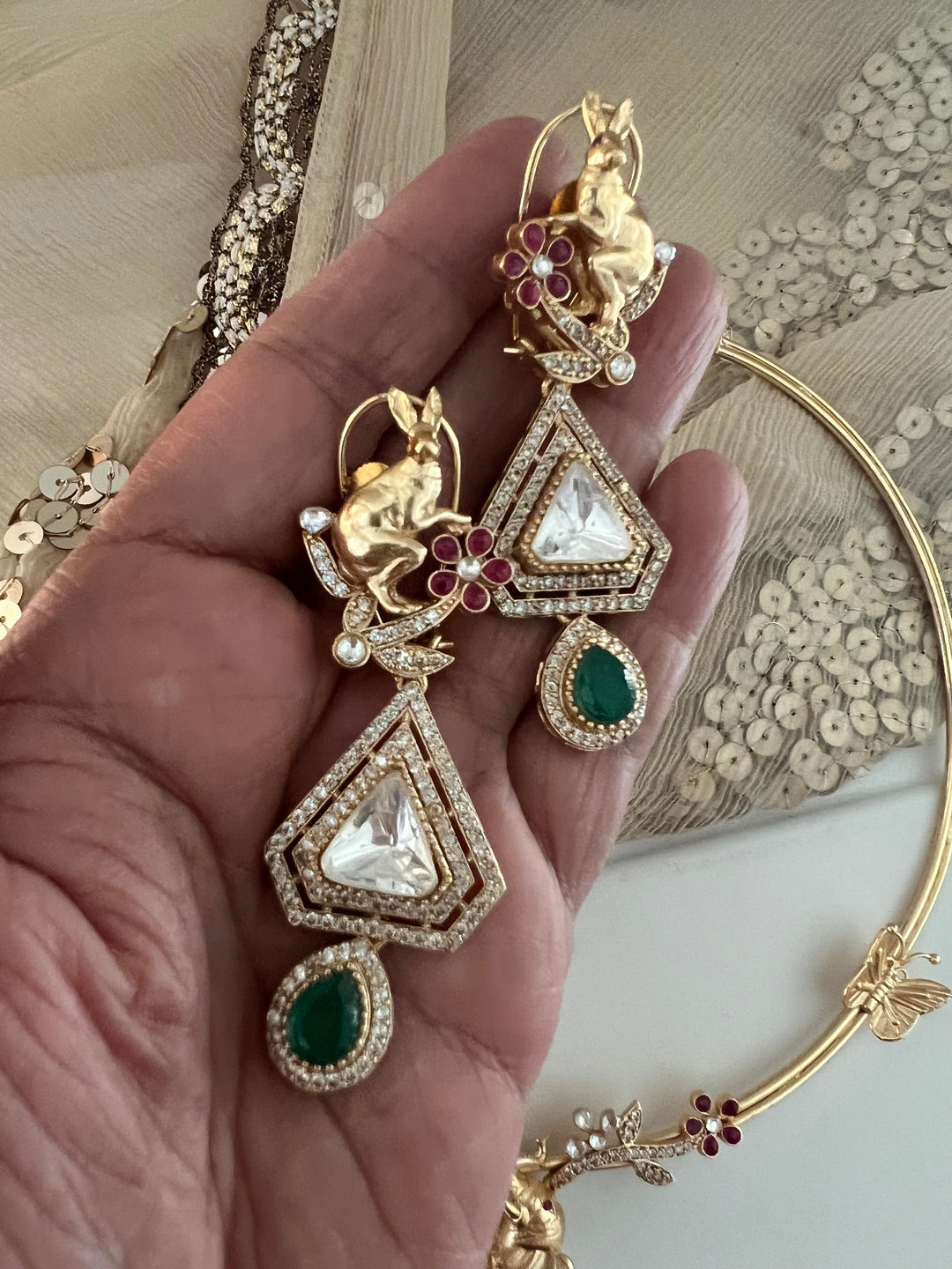 Elegant Animal Figurine Designer Necklace Set | SHIVKA | Brass, Copper & Silver | Perfect for Destination Weddings