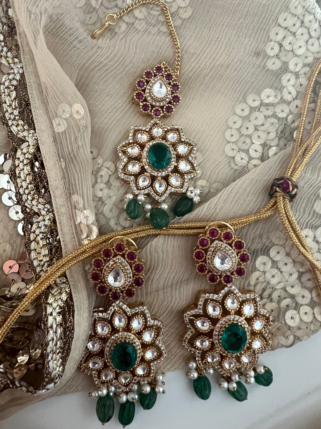 Royal Bridal Necklace with Earrings and Maangtikka/ Wedding Set/ Bridal Jewellery/ Wedding Jewellery/ Royal Bride