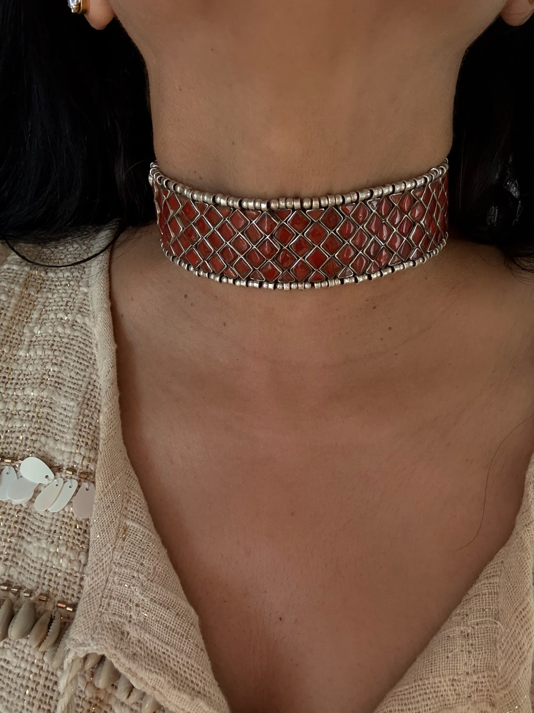 Vintage 925 Silver Coral Choker Set – SHIVKA