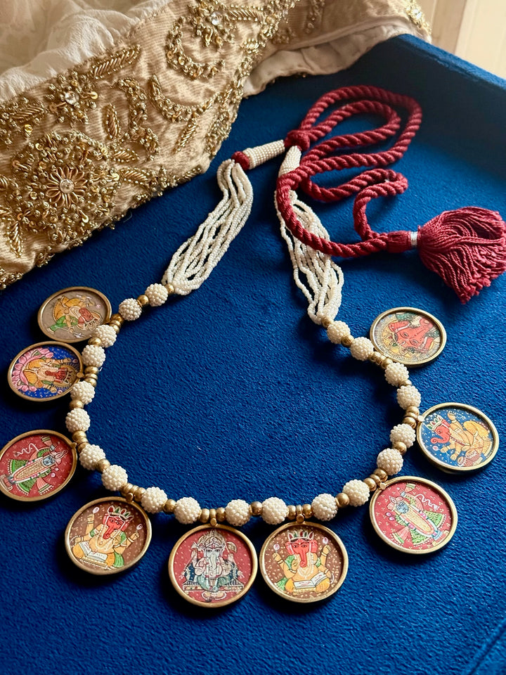 Handmade 925 Silver Ganesha Balaji Pearl Necklace | SHIVKA