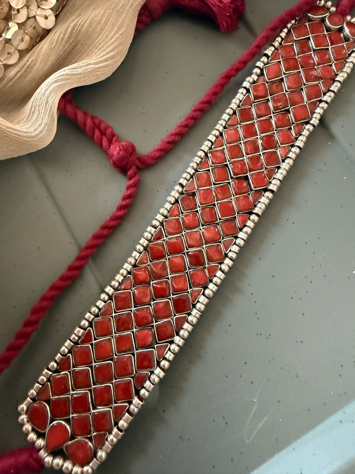 Vintage 925 Silver Coral Choker Set – SHIVKA