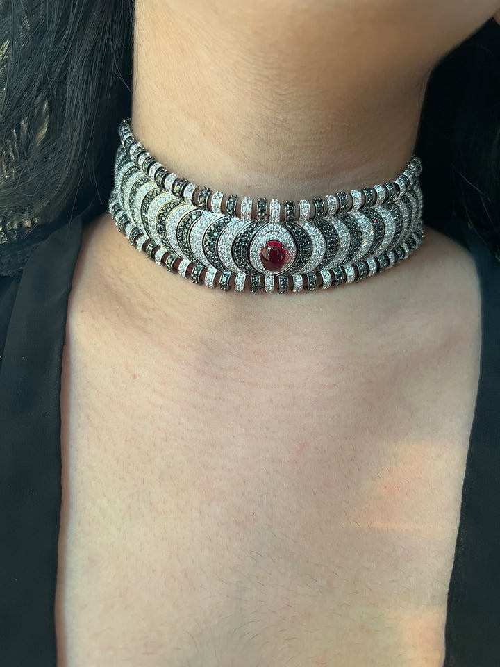 Elegant Designer Choker Necklace Set | SHIVKA | Brass, Copper & Silver | Perfect for Destination Weddings