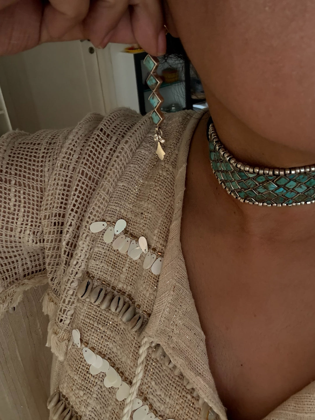 Vintage 925 Silver Turquoise Choker Set – SHIVKA