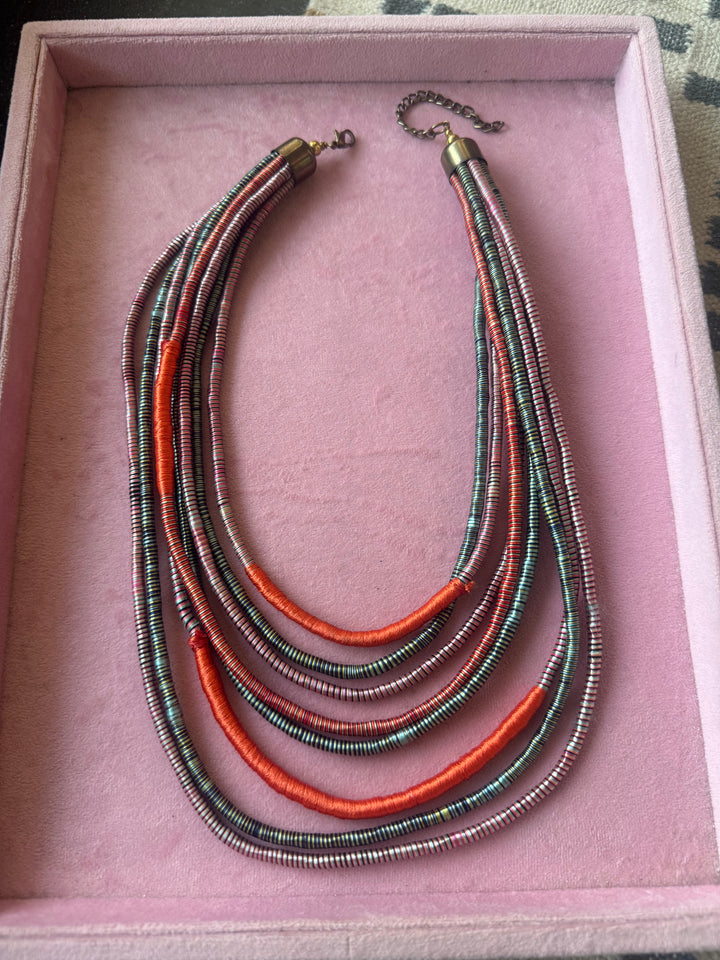 Multilayered Multicolored Thread Necklace