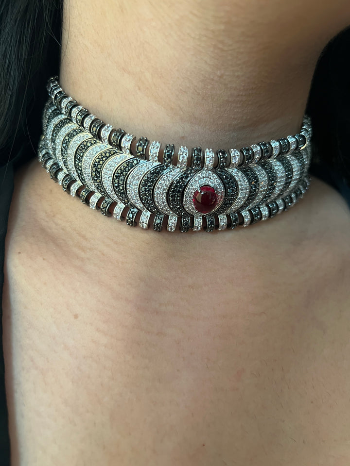 Elegant Designer Choker Necklace Set | SHIVKA | Brass, Copper & Silver | Perfect for Destination Weddings