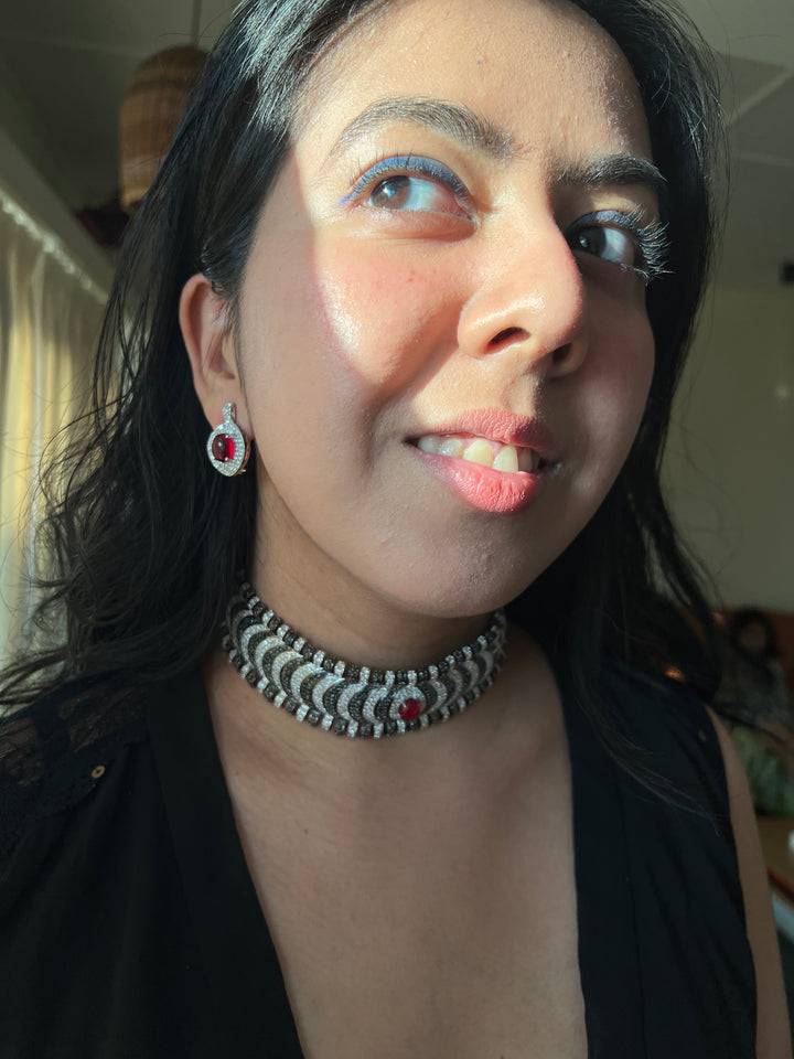 Elegant Designer Choker Necklace Set | SHIVKA | Brass, Copper & Silver | Perfect for Destination Weddings