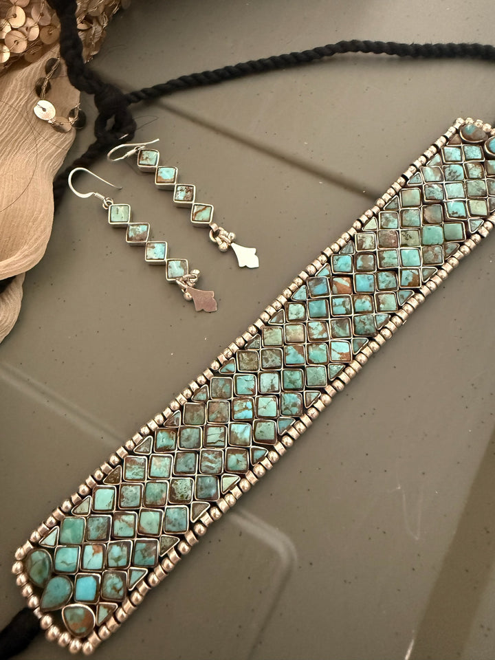Vintage 925 Silver Turquoise Choker Set – SHIVKA