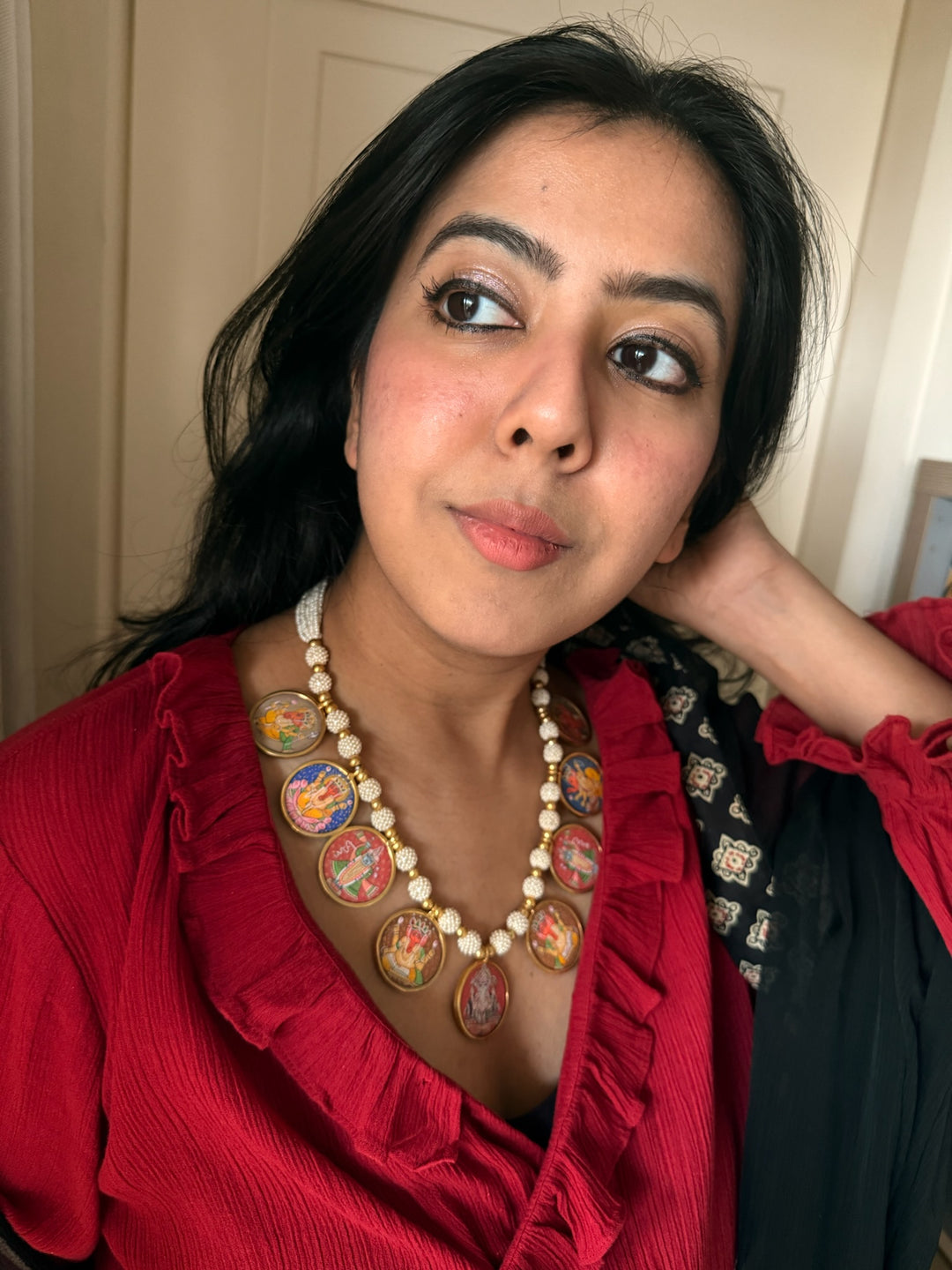 Handmade 925 Silver Ganesha Balaji Pearl Necklace | SHIVKA