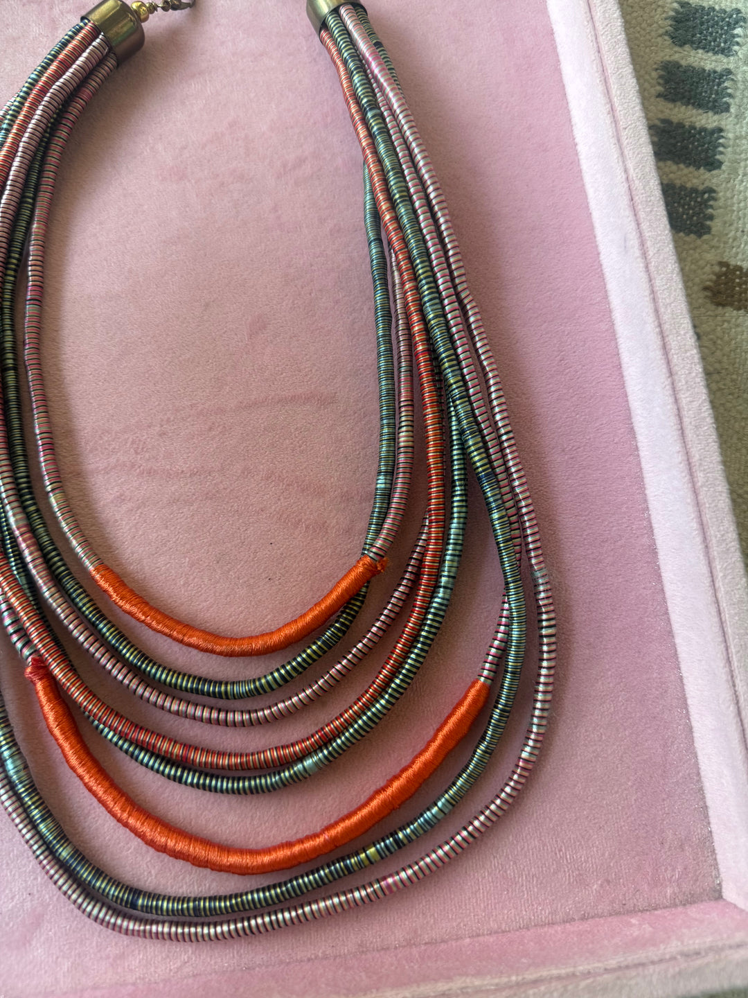 Multilayered Multicolored Thread Necklace