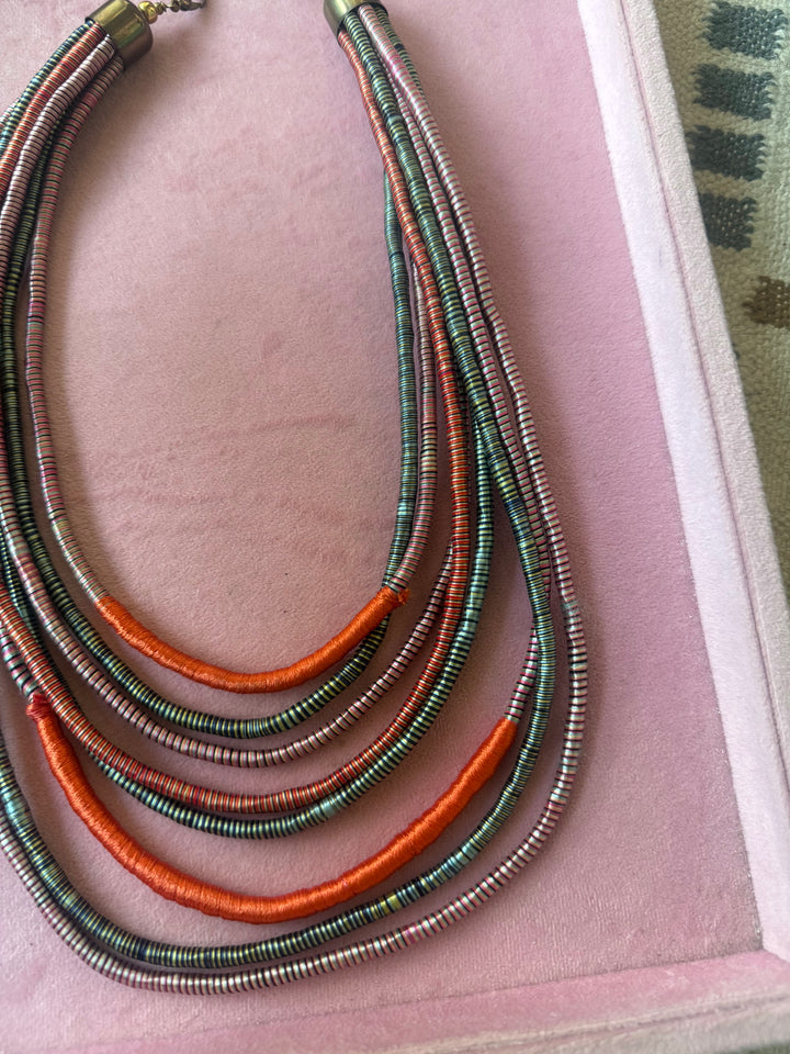 Multilayered Multicolored Thread Necklace