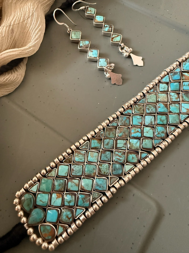 Vintage 925 Silver Turquoise Choker Set – SHIVKA