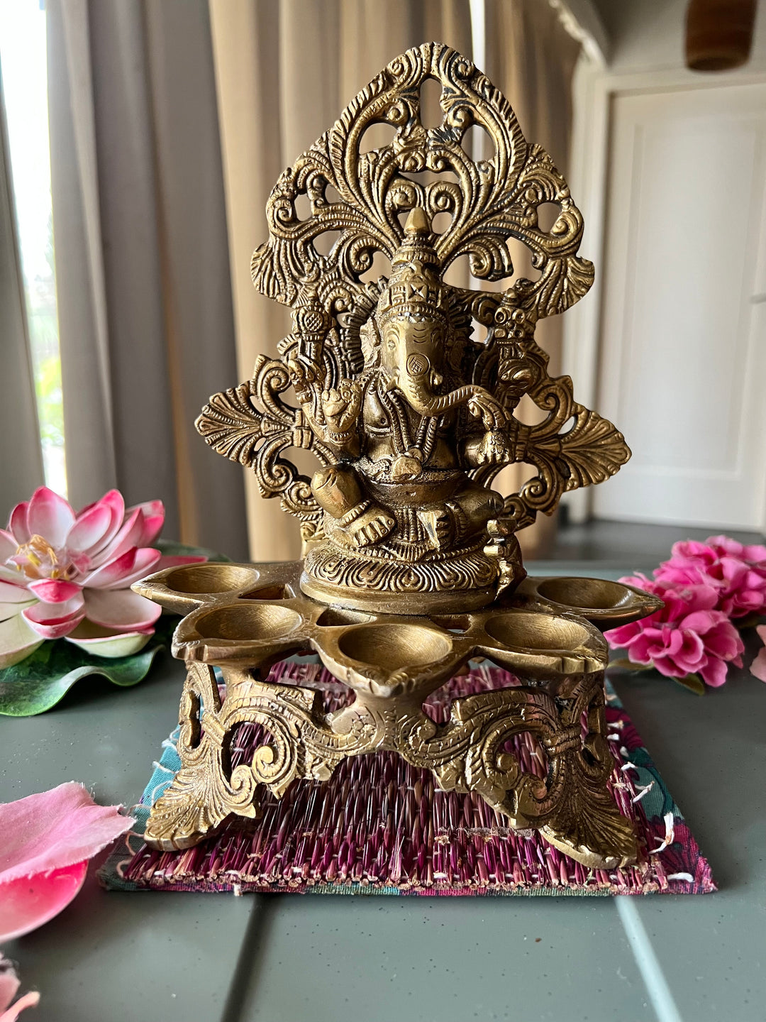 Antique Brass Ganesh Diya: Divine Illumination
