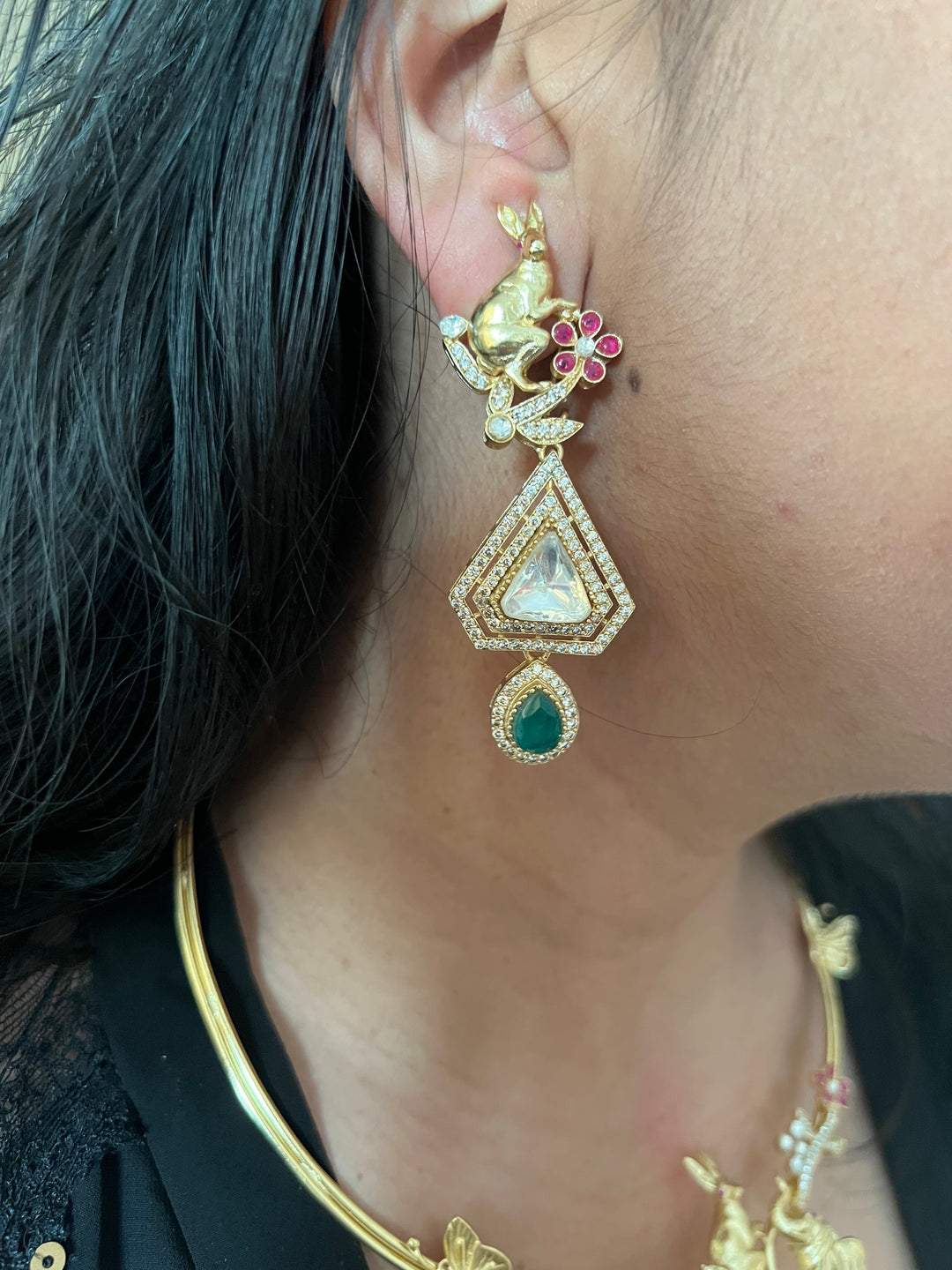 Elegant Animal Figurine Designer Necklace Set | SHIVKA | Brass, Copper & Silver | Perfect for Destination Weddings