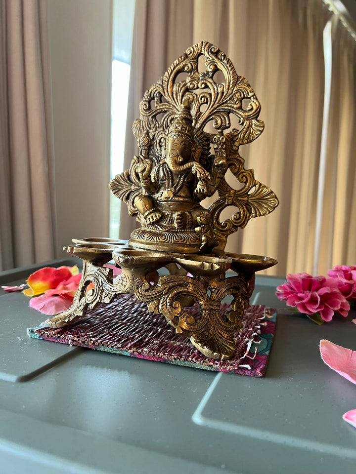 Antique Brass Ganesh Diya: Divine Illumination