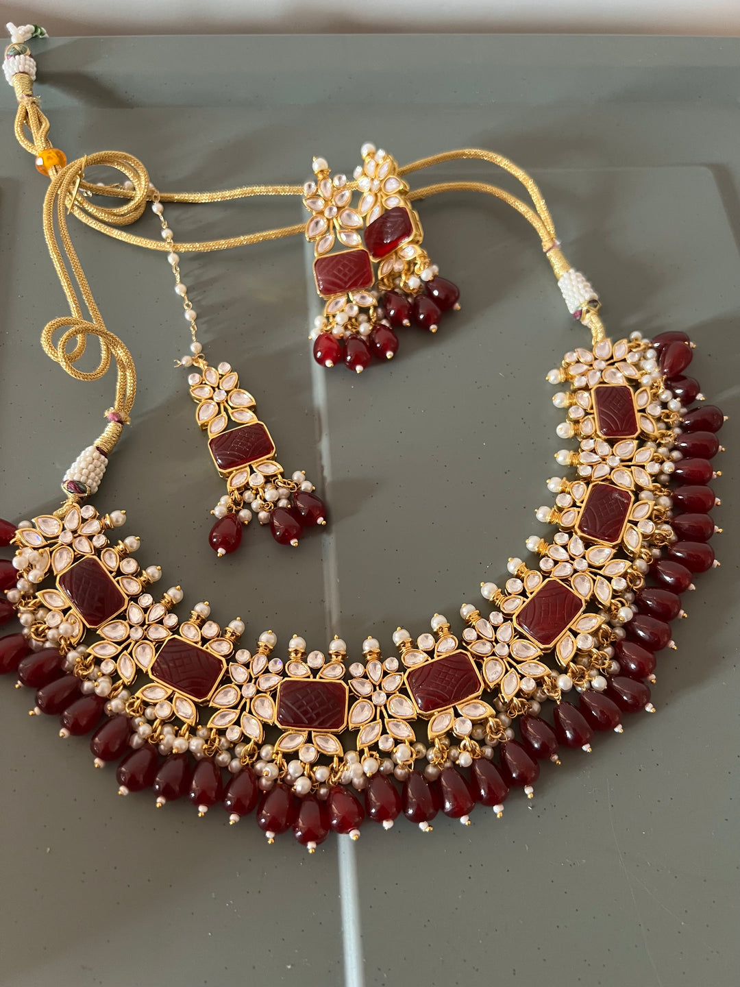 Royal Bridal Choker Necklace with Earrings and Maangtikka