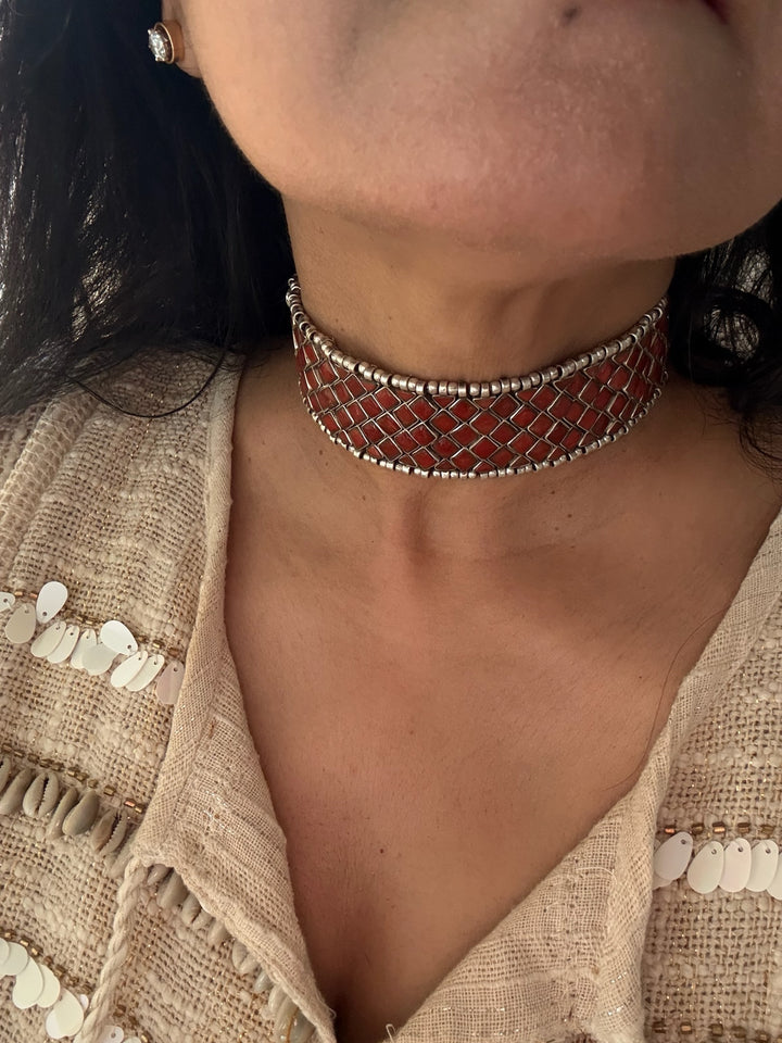 Vintage 925 Silver Coral Choker Set – SHIVKA