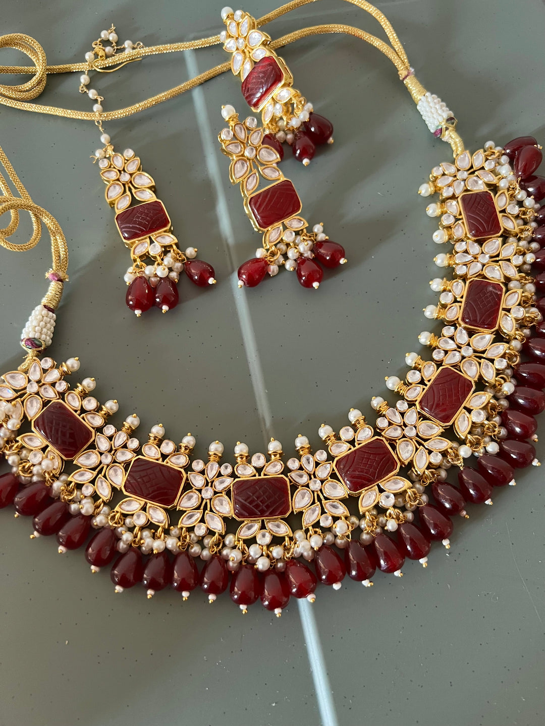 Royal Bridal Choker Necklace with Earrings and Maangtikka