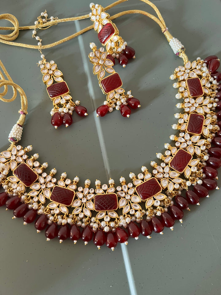 Royal Bridal Choker Necklace with Earrings and Maangtikka